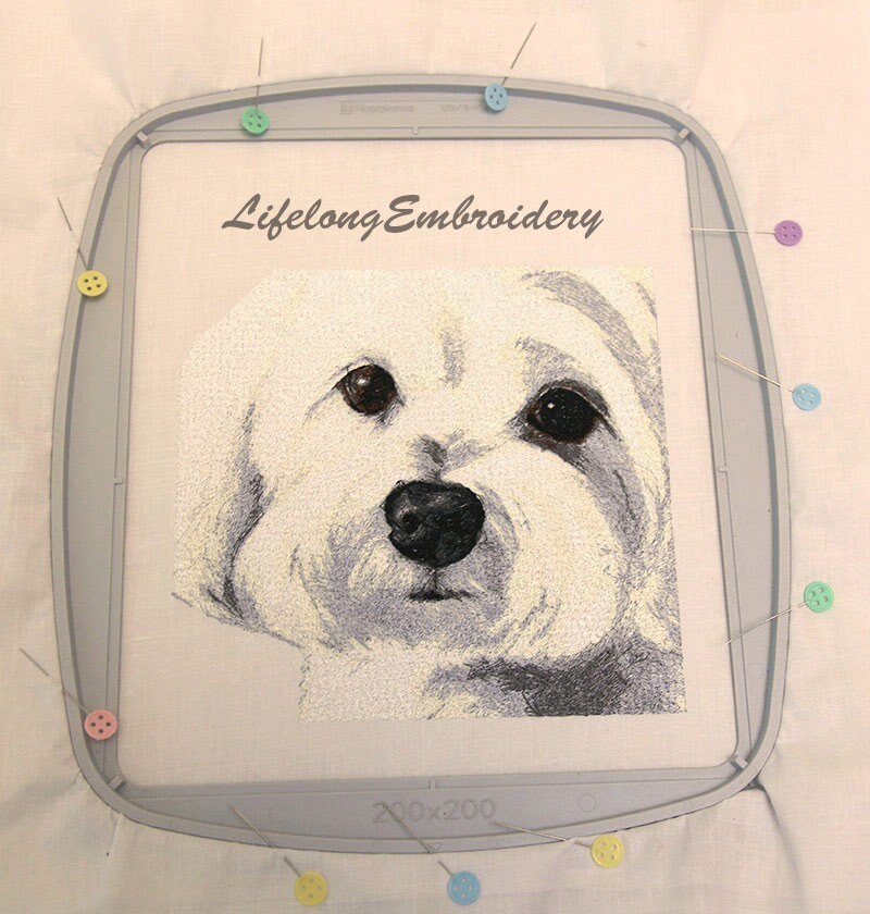 Digital PhotoStitch Embroidery Dog Maltese Design. Digital Etsy
