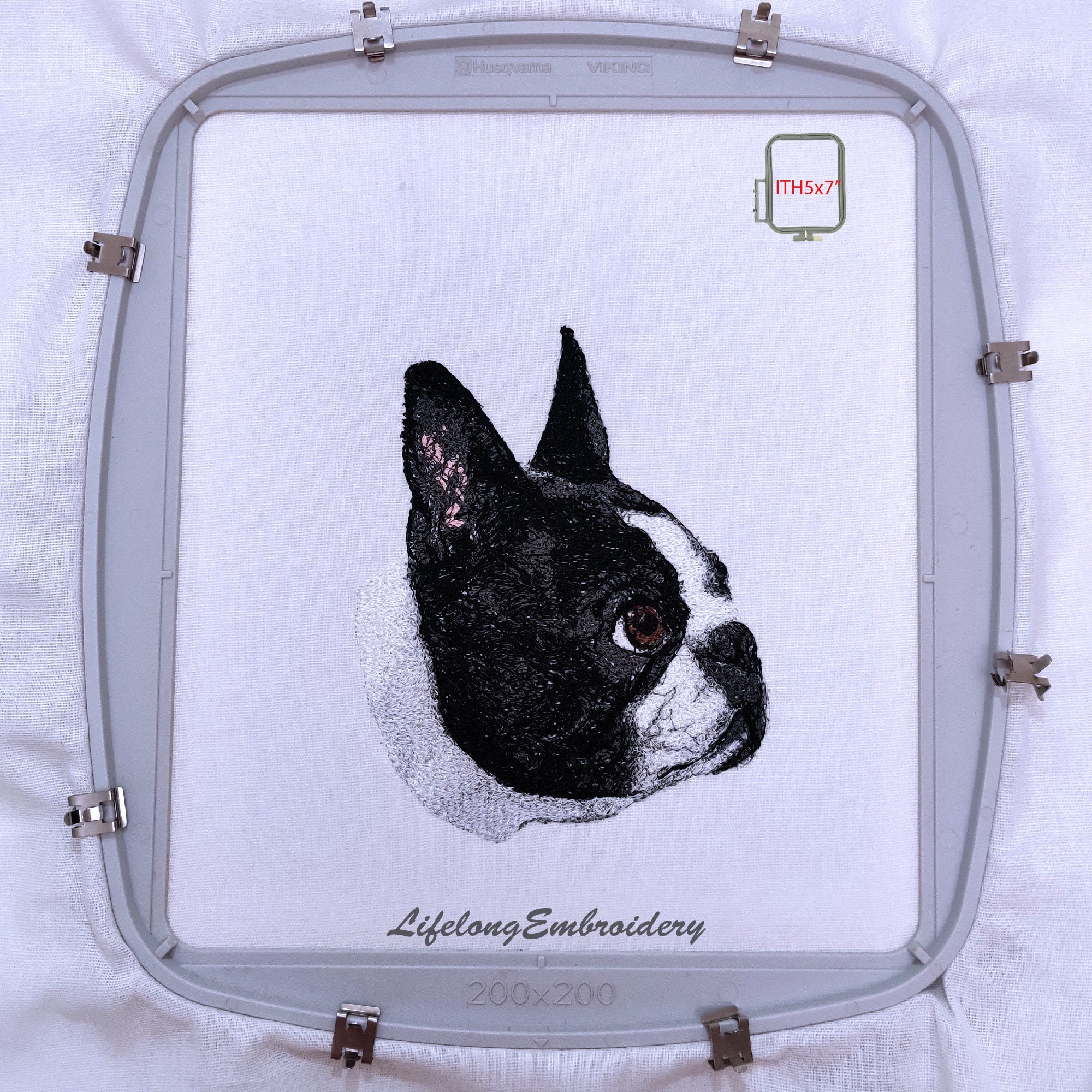 Digital boston terrier embroidery design realistic machine  etsy