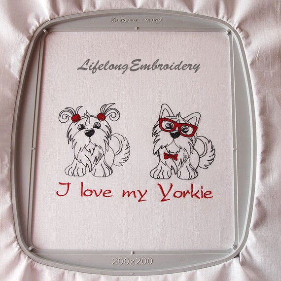 Digital Embroidery Yorkshire Terrier Design Yorkie Design Etsy