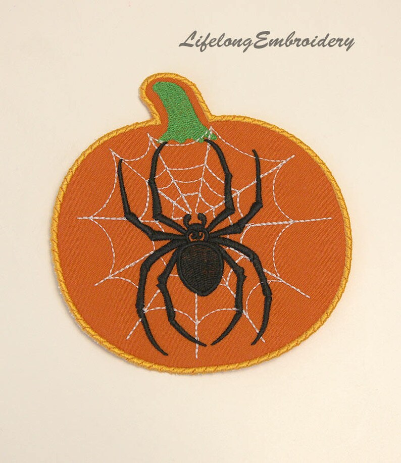 Digital Machine Embroidery Spider Coaster Halloween Design. Etsy