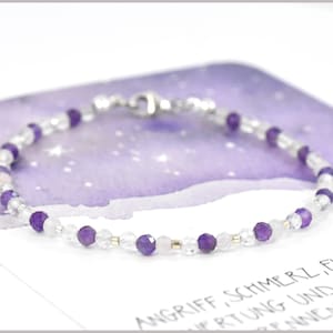 Amethyst, rose quartz, rock crystal gemstone bracelet with 925 silver