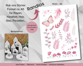 Randlose Rub-ons Sticker zur Dekoration von Beton, Raysin, Keraflott, Gips oder andere glatte Flächen 44