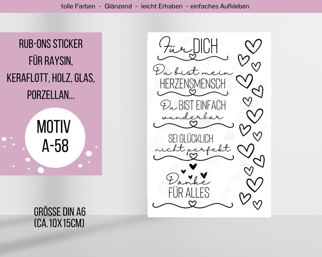 Rub-ons Sticker Borderless A6 for You - Thank You Sayings for Plaster ...