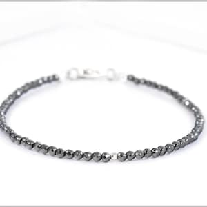 Hämatit Edelstein Armband 2,5 mm in schwarz mit 925 Silber Bild 3