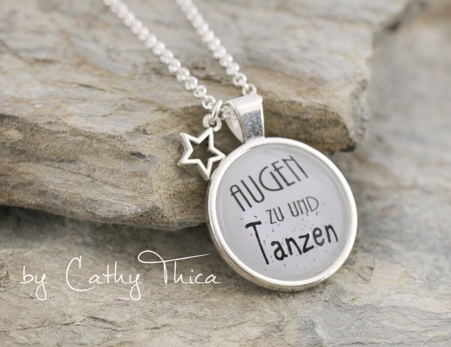 Versilberte Kette mit Spruch Spruch Kette Cabochon Kette Etsy