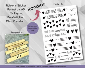 Randlose Rub-ons Sticker zur Dekoration von Gips, Beton, Raysin, Keraflott oder andere glatte Flächen 54