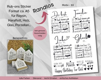 Randlose Rub-ons Sticker zur Dekoration von Gips, Beton, Raysin, Keraflott oder andere glatte Flächen 33