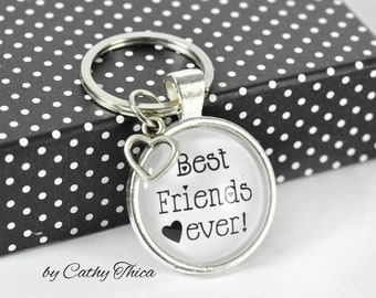 Cabochon Keychain, Friendship Gift, Best Friends, Birthday, Keychain with Saying, Sayings Pendant, Lucky Charm,