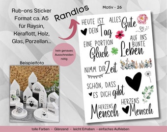 Randlose Rub-ons Sticker zur Dekoration von Gips, Beton, Raysin, Keraflott oder andere glatte Flächen 26