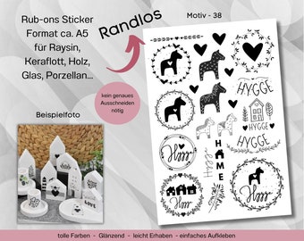 Randlose Rub-ons Sticker zur Dekoration von Gips, Beton, Raysin, Keraflott oder andere glatte Flächen 38