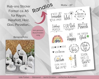 Randlose Rub-ons Sticker zur Dekoration von Gips, Beton, Raysin, Keraflott oder andere glatte Flächen 27