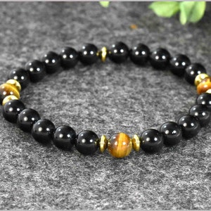 Tourmaline and Tiger Eye Gemstone Bracelet for Men