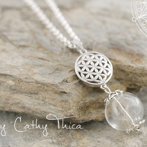Long chain with dandelions and the flower of life