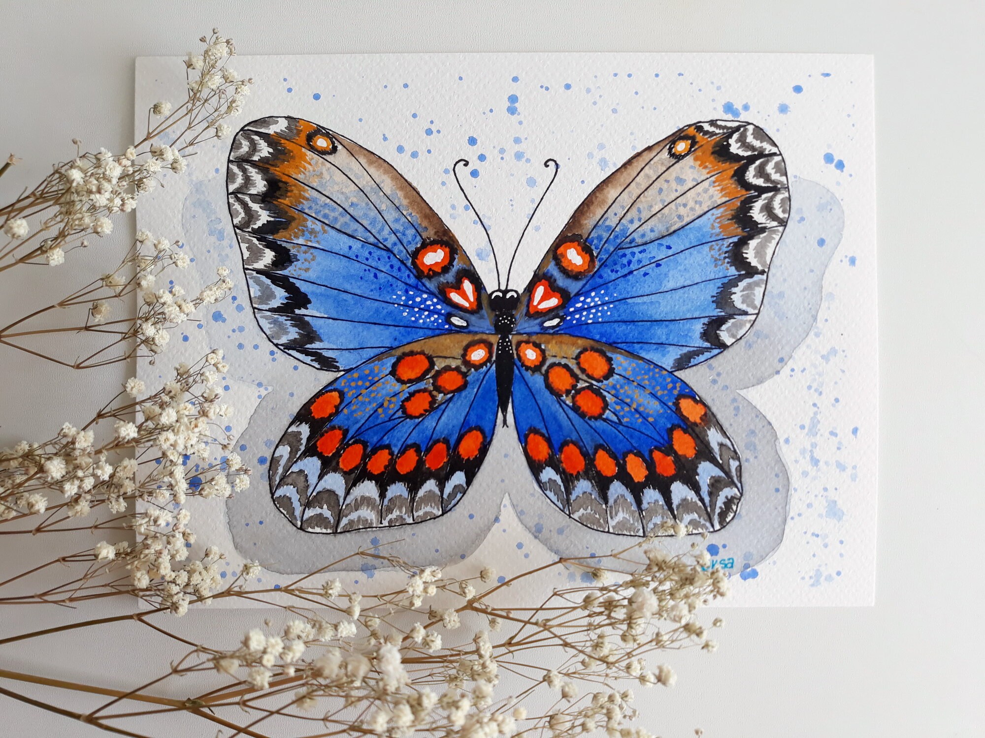 Bright Blue Butterfly Painting Original Watercolor/Original Etsy