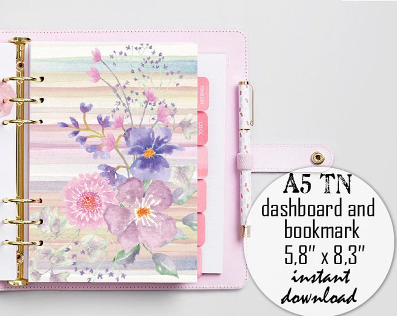 A5 Planner Binder Purple/Personal Size Inserts/Floral Planner Etsy