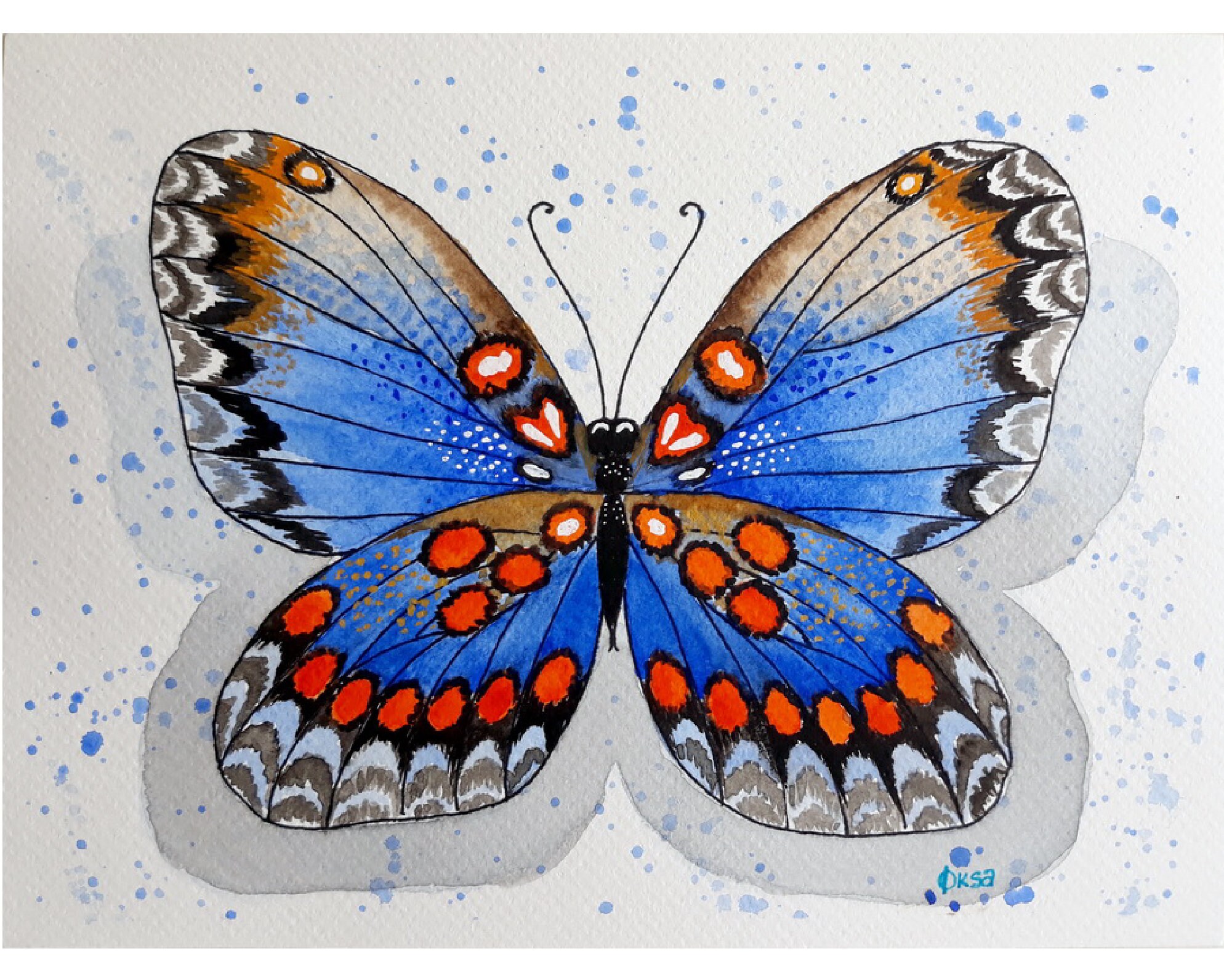Bright Blue Butterfly Painting Original Watercolor/Original Etsy
