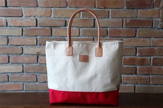 leather and canvas tote