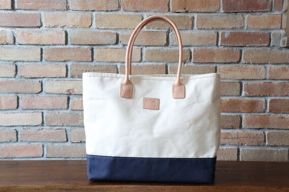 canvas leather tote bag