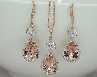 White Opal Earrings Opal Bridal Jewelry Rose Gold Earrings for Wedding Crystal Drop Earrings Swarovski Crystal Jewelry Silver Rose Gold
