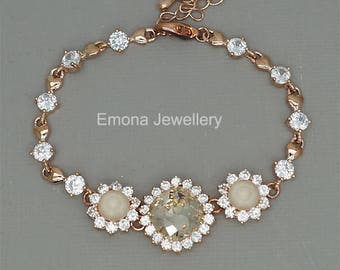 Bracelet Champagne, Bracelet Demoiselles d'honneur, Bracelet Mariage Champagne, Bracelet Cristal Champagne, Bijoux Swarovski