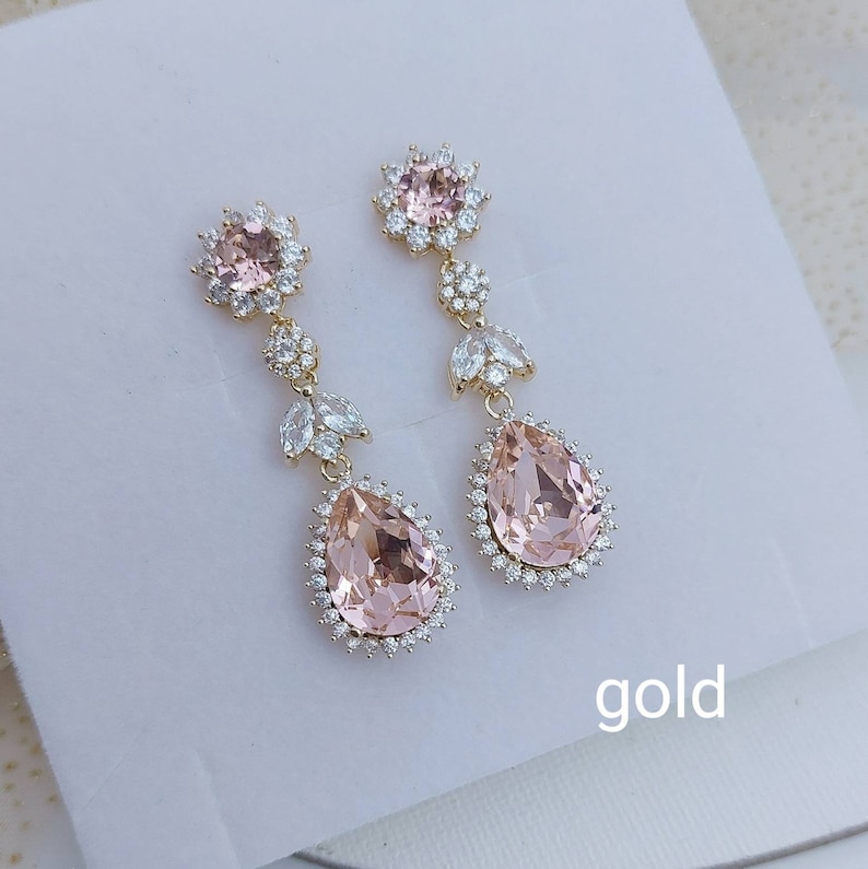 Blush Jewelry Set Blush Wedding Necklace and Earrings Set Etsy
