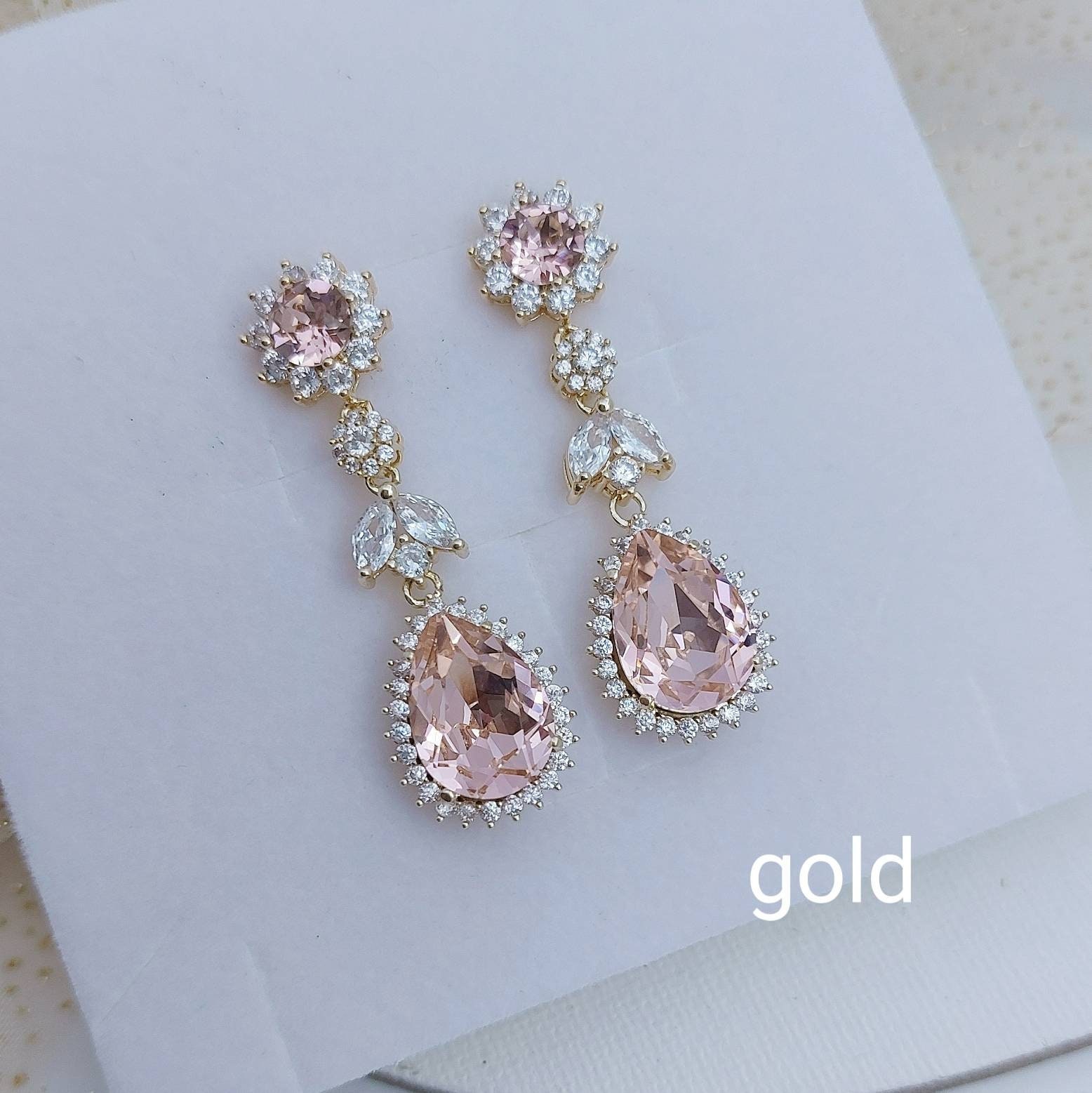 Blush Jewelry Set Blush Wedding Necklace and Earrings Set - Etsy