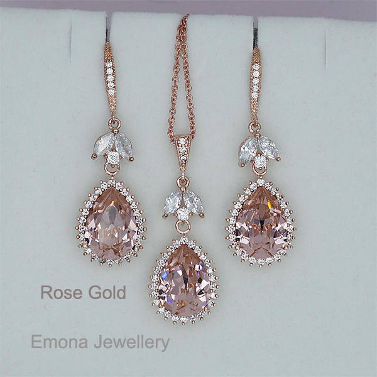 Blush Wedding Jewelry Set Blush Jewelry set Blush Wedding Etsy