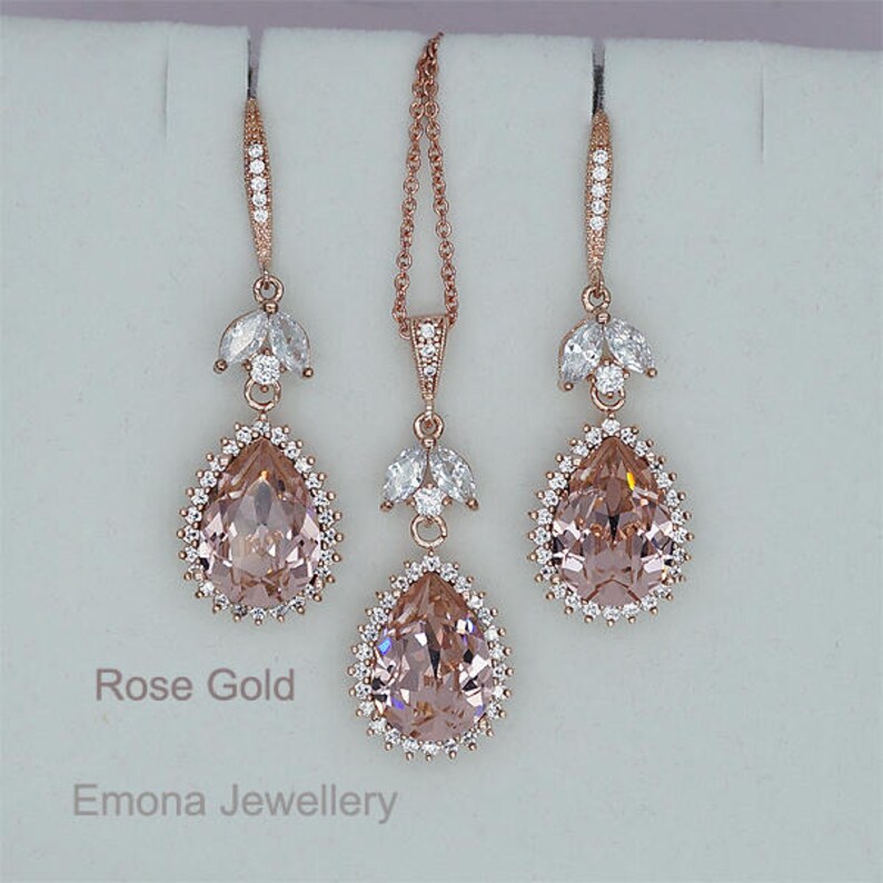 Blush Wedding Jewelry Set Blush Jewelry set Blush Wedding Etsy
