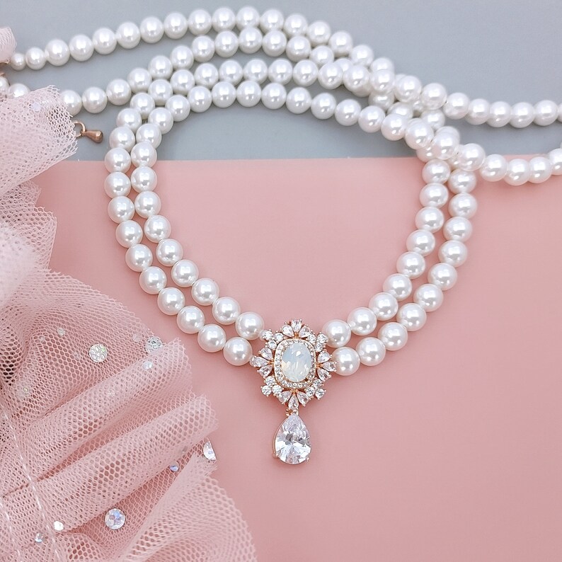 Swarovski Pearl Necklace Wedding Pearl Choker Necklace Multi Etsy