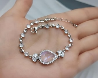 Altrosa Armband, Brautschmuck in Silber-Roségold, Österreichisches Puderrosa