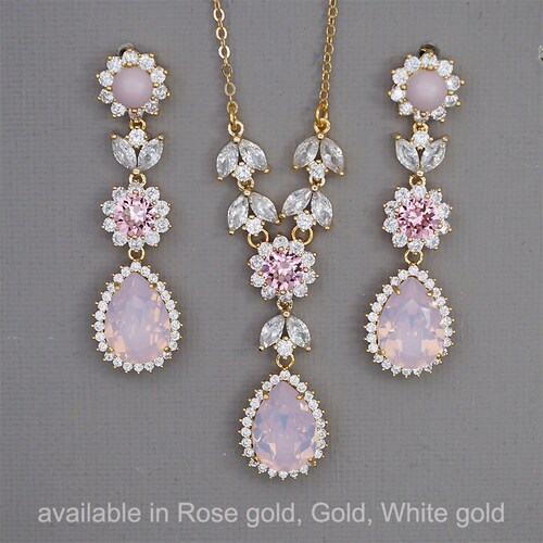 Barktasia Bridal Wedding Jewelry Set - Crystal Necklace, Earrings & Bracelet For Bride & Bridesmaids - View #7