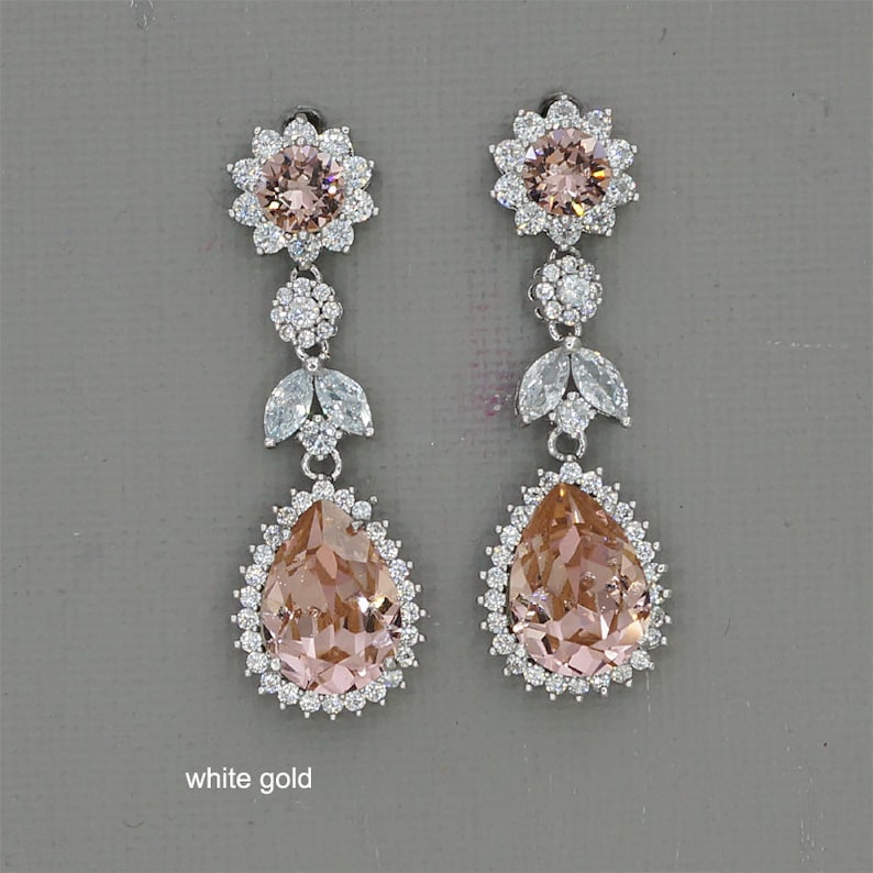 Blush Jewelry Set Blush Wedding Necklace and Earrings Set Etsy