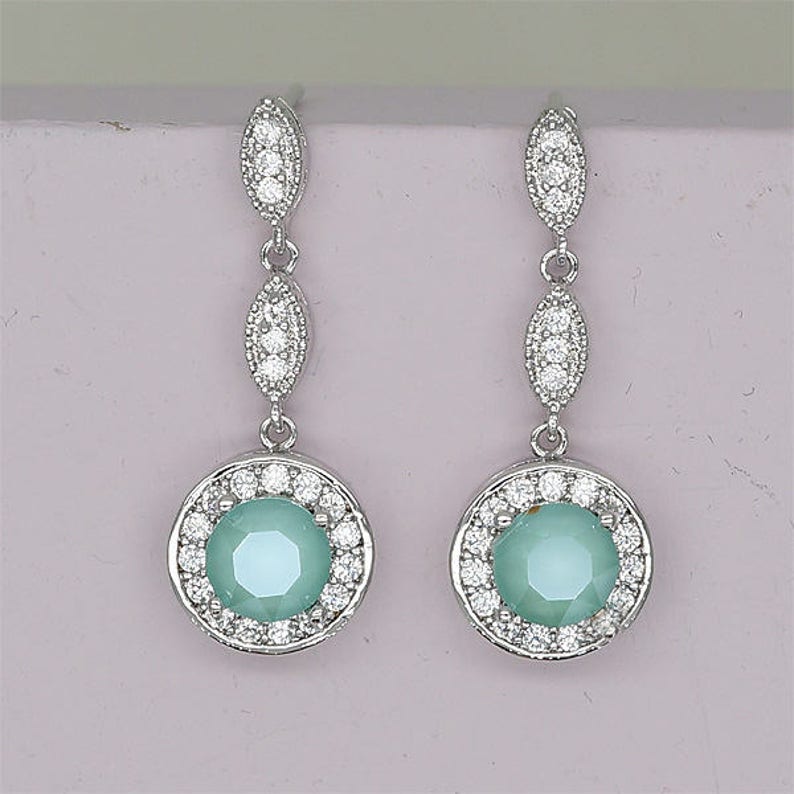 Mint Green Bridesmaid Earrings Mint Earrings Light Green Etsy