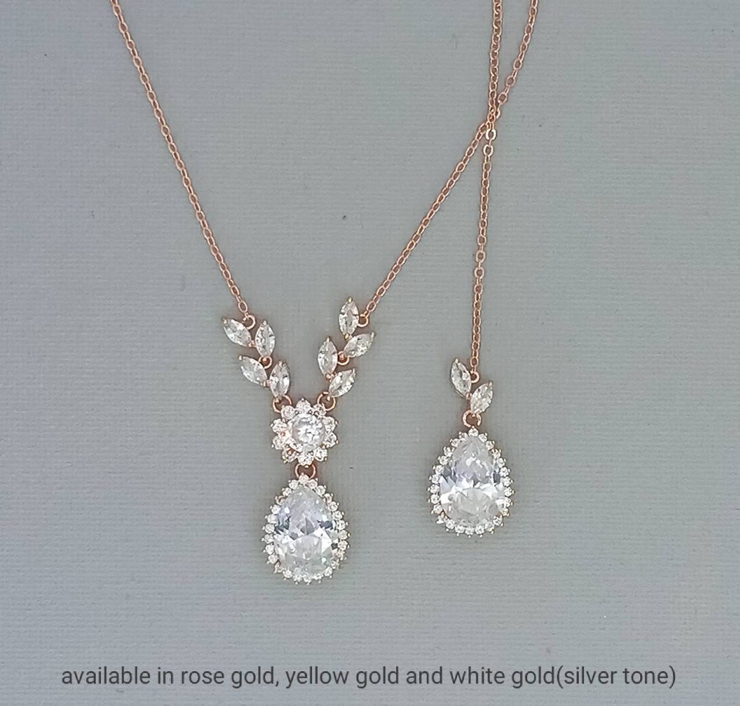 Wedding Backdrop Necklace Bridal Back Drop Necklace, Cubic Zirconia