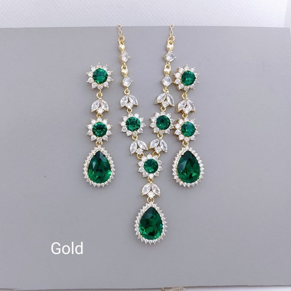 Long Back Drop Necklace with Cubic Zirconia and Crystals Sterling Silver Long Back Drop Necklace with Cubic Zirconia and Crystals Sterling Silver