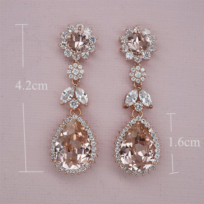 Blush Jewelry Set Blush Wedding Necklace and Earrings Set Etsy