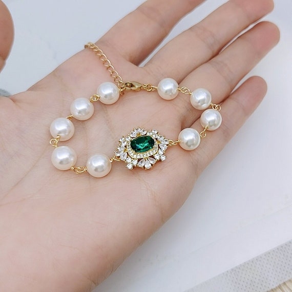 Emerald and pearl bracelet outlet