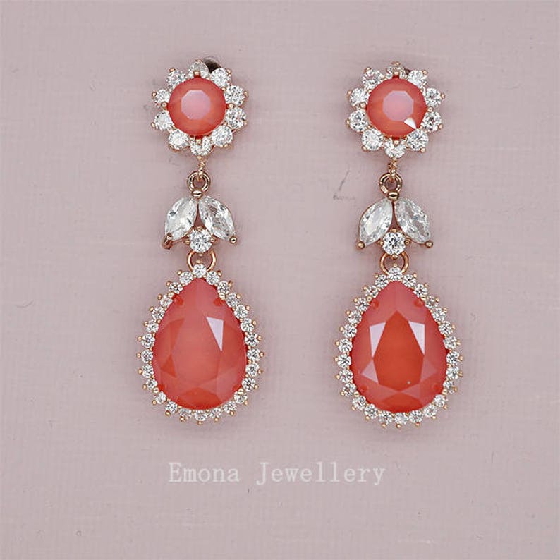 Coral Jewelry Set Coral Wedding Jewelry Set Red Crystal Etsy UK