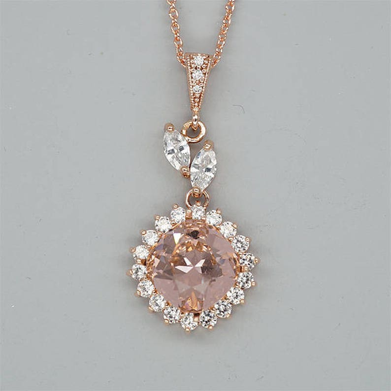 Blush Bridesmaid Jewelry Set Blush Pink Wedding Necklace and Etsy