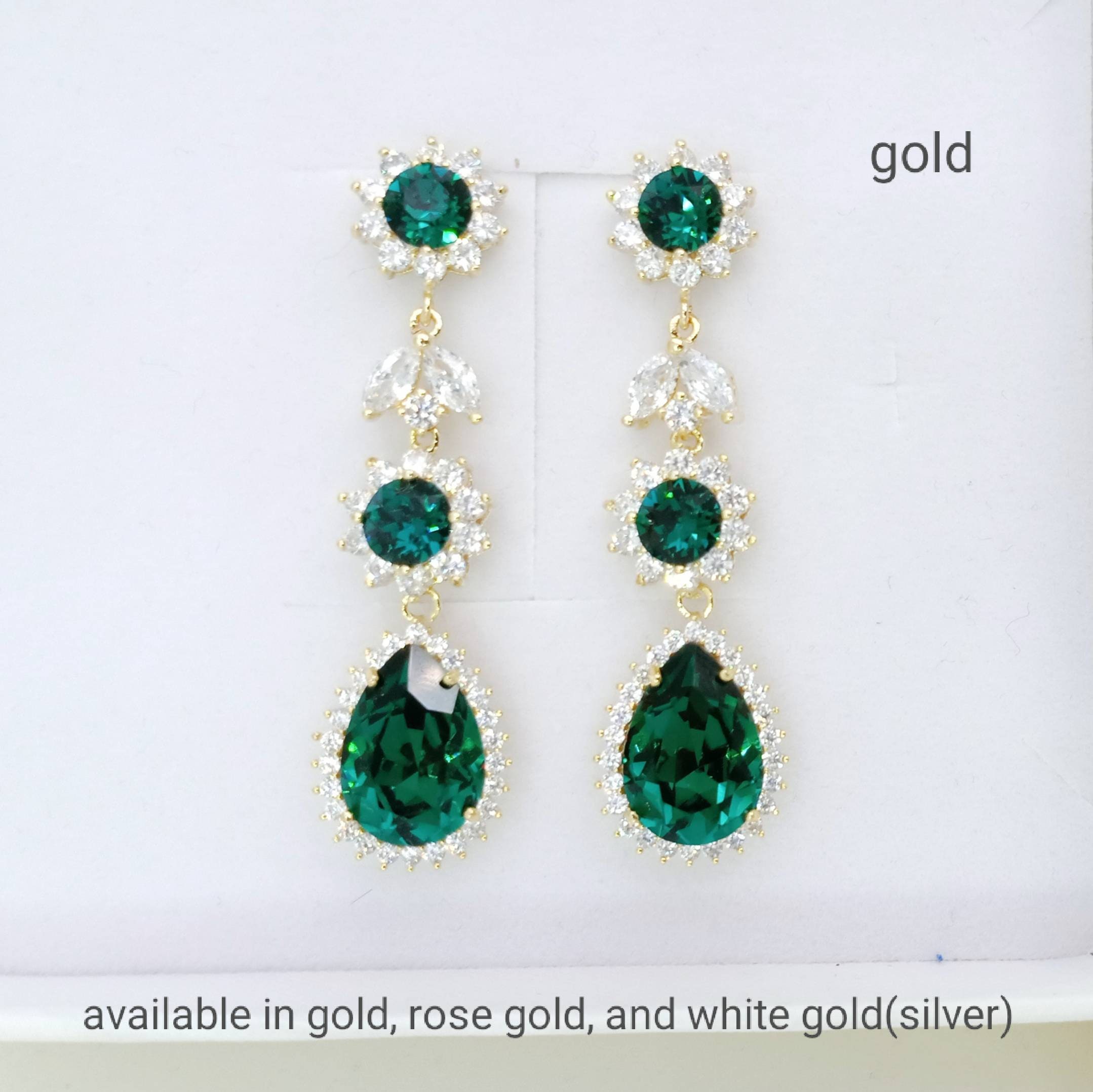 グリーンウェディングジュエリーセット、エメラルドジュエリーセット