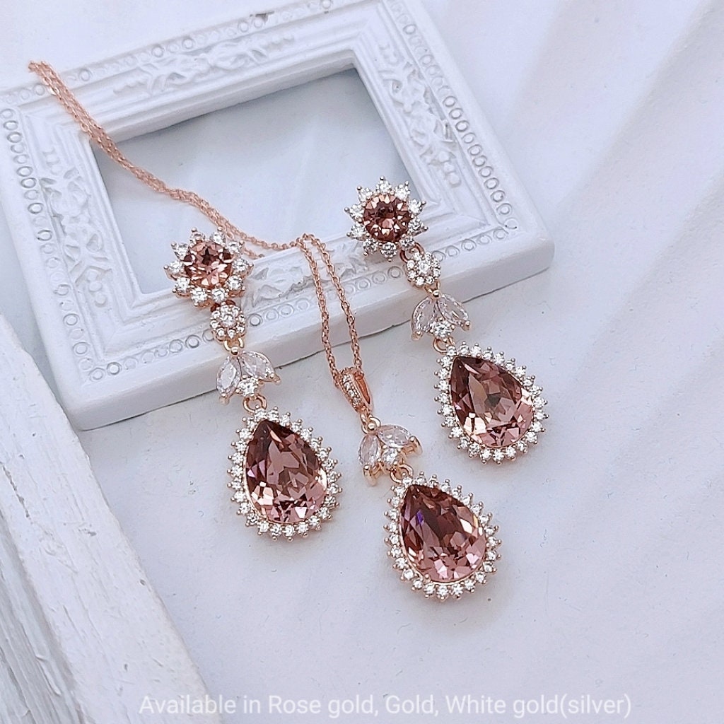 Silver Or Gold Jewelry With Dress Maroon Colour Burgundy Necklace And  Earrings Pinkcarnationdesign Bridal Jewelry Set,