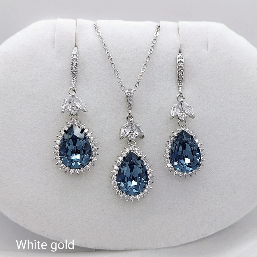 green emerald velvet dress NAVY TURQUOISE EARRINGS| Rebekajewelry