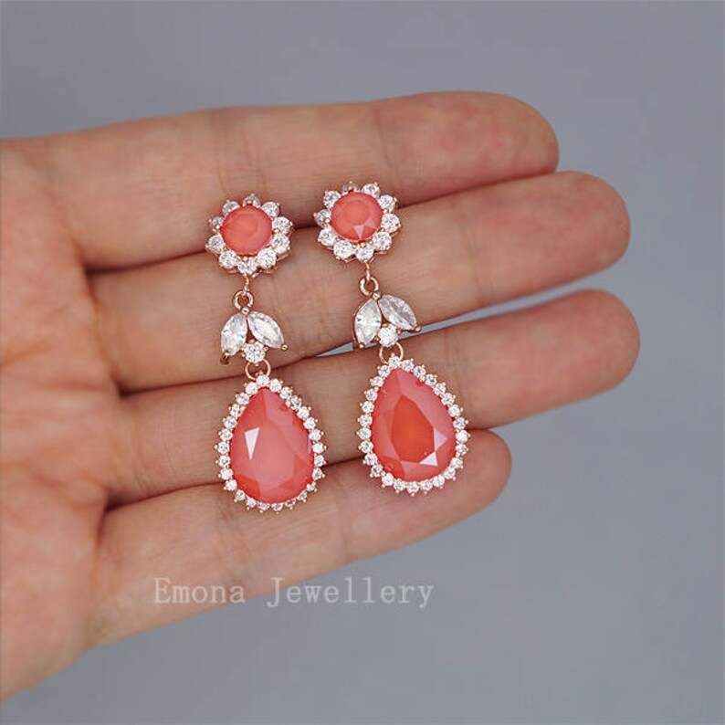 Coral Jewelry Set Coral Wedding Jewelry Set Red Crystal Etsy UK