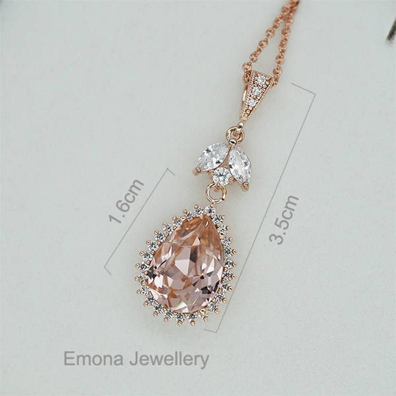 Blush Jewelry Set Blush Wedding Necklace and Earrings Set Etsy