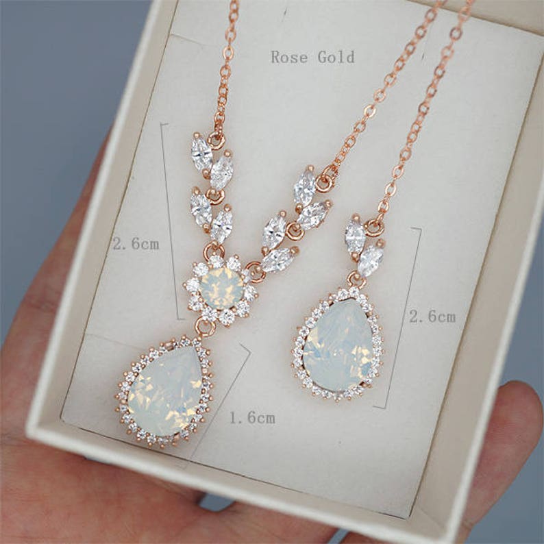 Wedding Jewelry Set Backdrop Necklace Wedding Opal Bridal Etsy