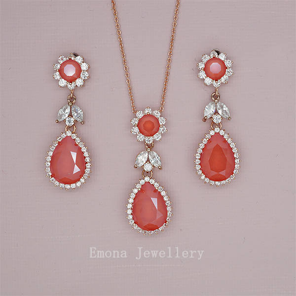 Coral Jewelry Set Coral Wedding Jewelry Set Red Crystal Etsy UK