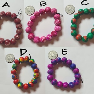 Clay Bead Stretchy Bracelet, Handmade Bracelet, Clay Beads, Stretch Bracelet, Handmade Jewelry, Hand Painted Beads, Hand Painted Jewelry