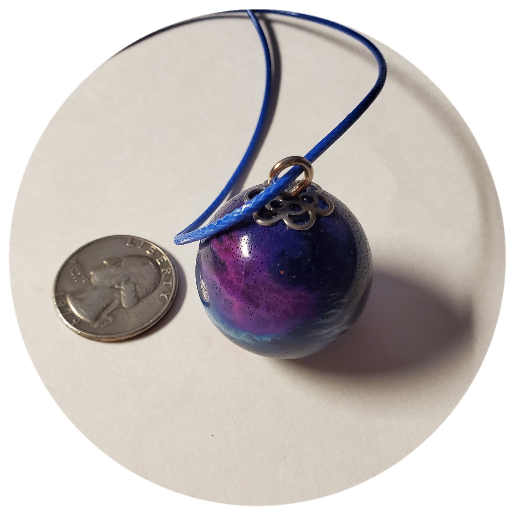 Resin Sphere Pendant Necklace Handmade Jewelry Resin Etsy