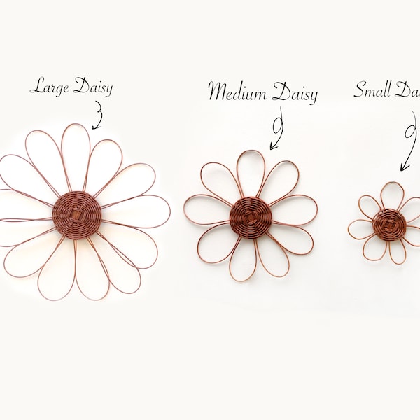 Handgemachter Rattan Daisy Wandbehang | Boho Kinderzimmer Dekor