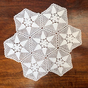 Vintage Handmade White Crocher Doily | Handmade Lace | Lace Doily | Home Decor